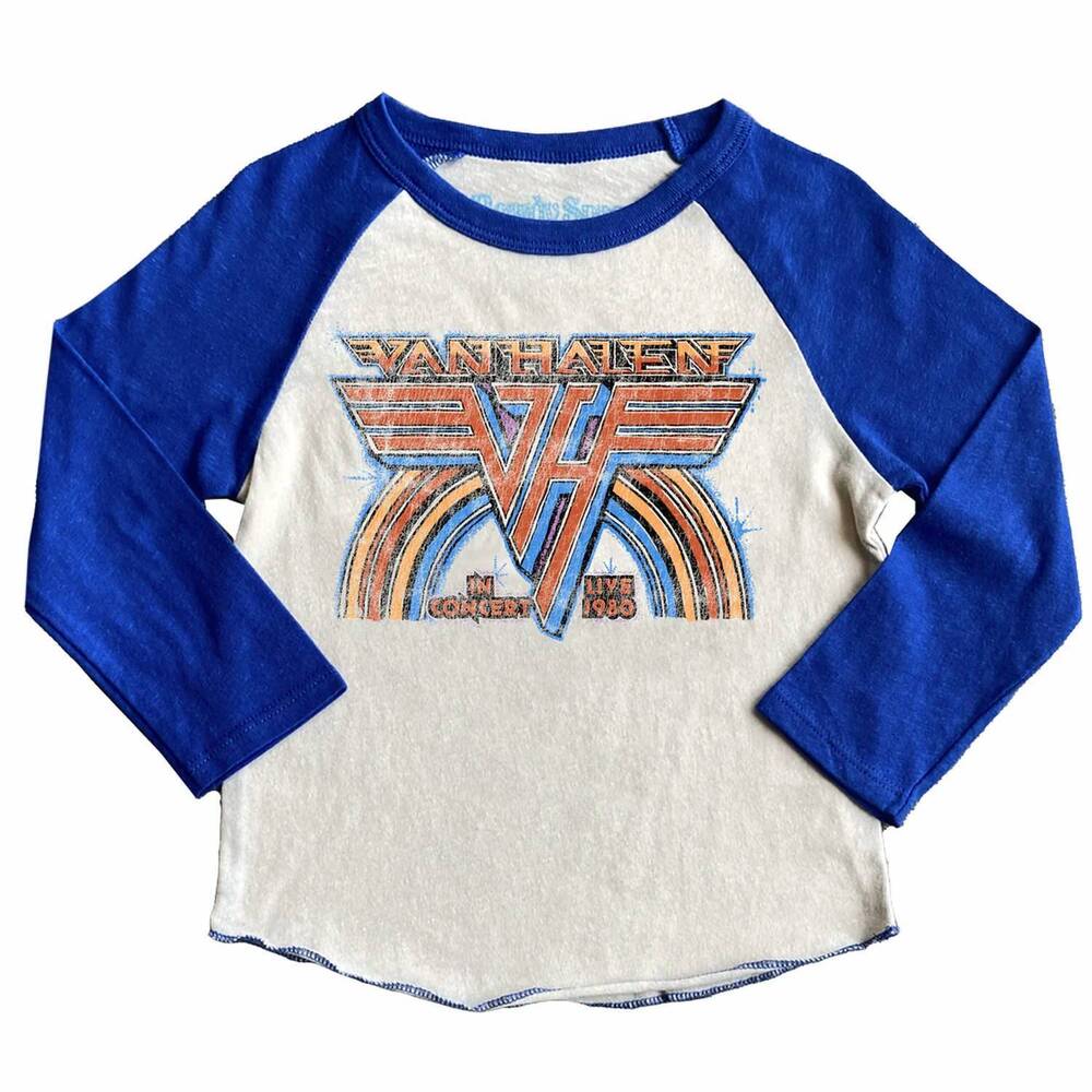 NEW ROWDY SPROUT boy's van halen raglan tee in ecru/ blue